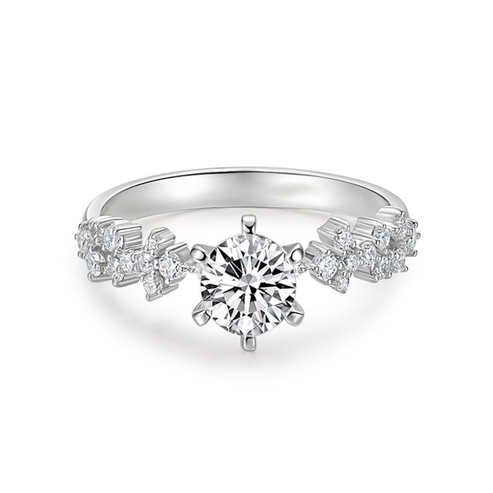 "Round Cut CZ Stone Wedding Promise Ring for Women, - Picture 2 of 4